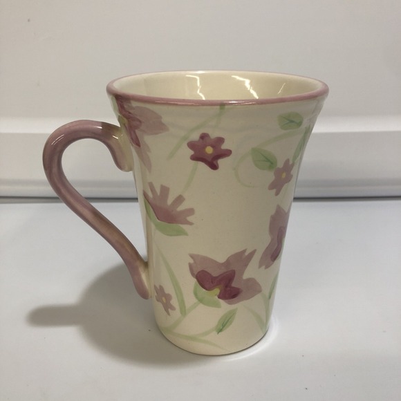Living Art Angelique Ceramic Coffee Mug Floral Hand Painted 12oz Cocoa Tea Cup - Picture 3 of 6